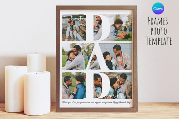 Download Best Dad Ever Photo Frame Canva Template - Frame canva Collection