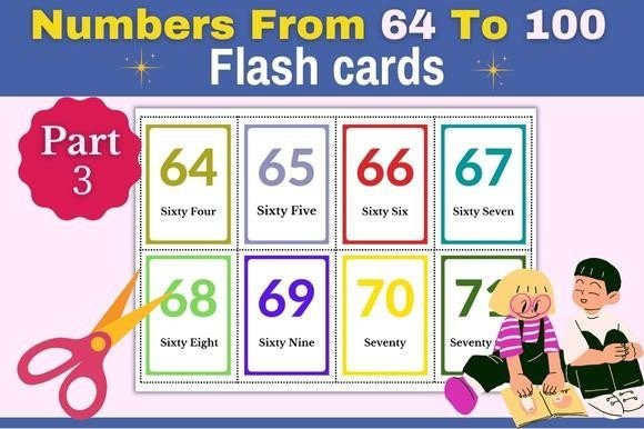 Download Colorful Numbers from 64-100 Flash Cards - Cards Collection