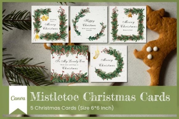 Download Mistletoe Christmas Cards Canva Template - Cards Collection
