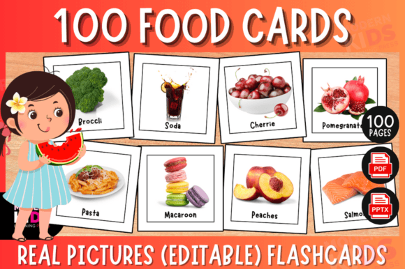 Download 100 Food Cards Real Pictures (Editable) - Cards Collection