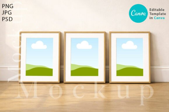 Download 3 Wooden Vertical Frame Canva Mockup - Frame canva Collection