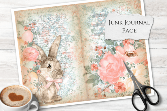 Download Bunny &amp; Floral Easter Junk Journal Page - Premium Resources