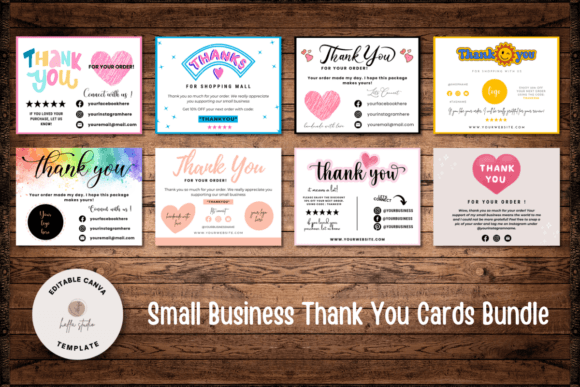 Download 8 Small Business Thank You Cards Bundle - Cards Collection