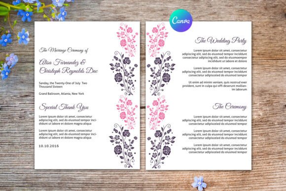 Download Floral Wedding Fan Program Template - Wedding fan Collection