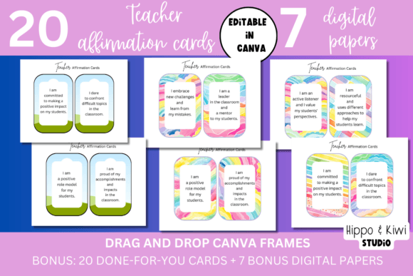 Download Teacher Affirmation Cards Canva Template - Cards Collection